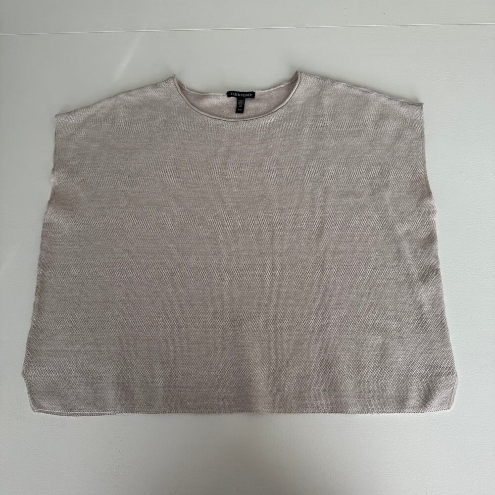 Eileen Fisher Oat Sleeveless Linen Cotton Blend Top Medium Minimalist Lagenlook